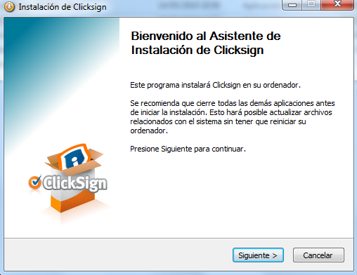 Asistente de instalación de Clicksign para firma electrónica