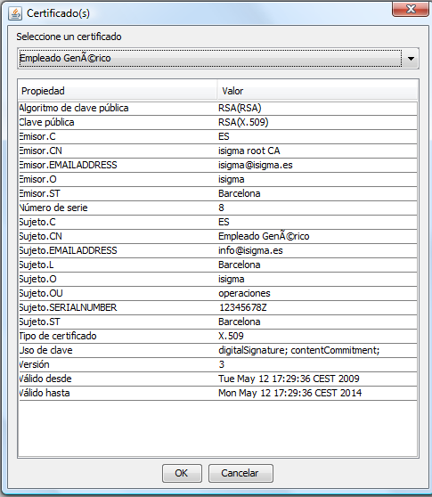 Lista de certificados electrónicos