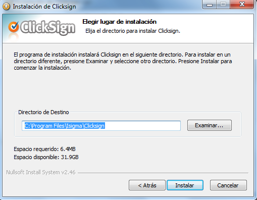 Configuración de la instalación de Clicksign, software para firma y factura electrónica